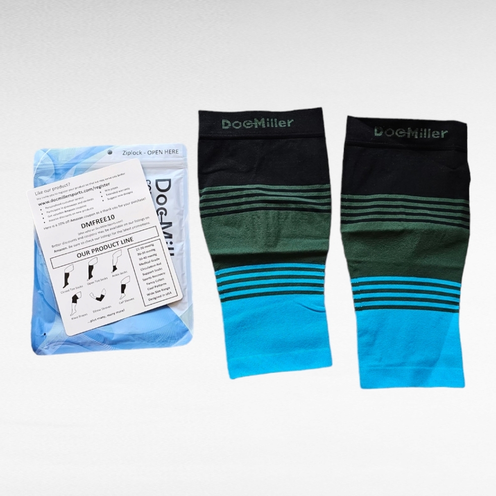 Doc Miller Calf Compression Sleeve 1 Pair Black Green Blue 3X-Large.